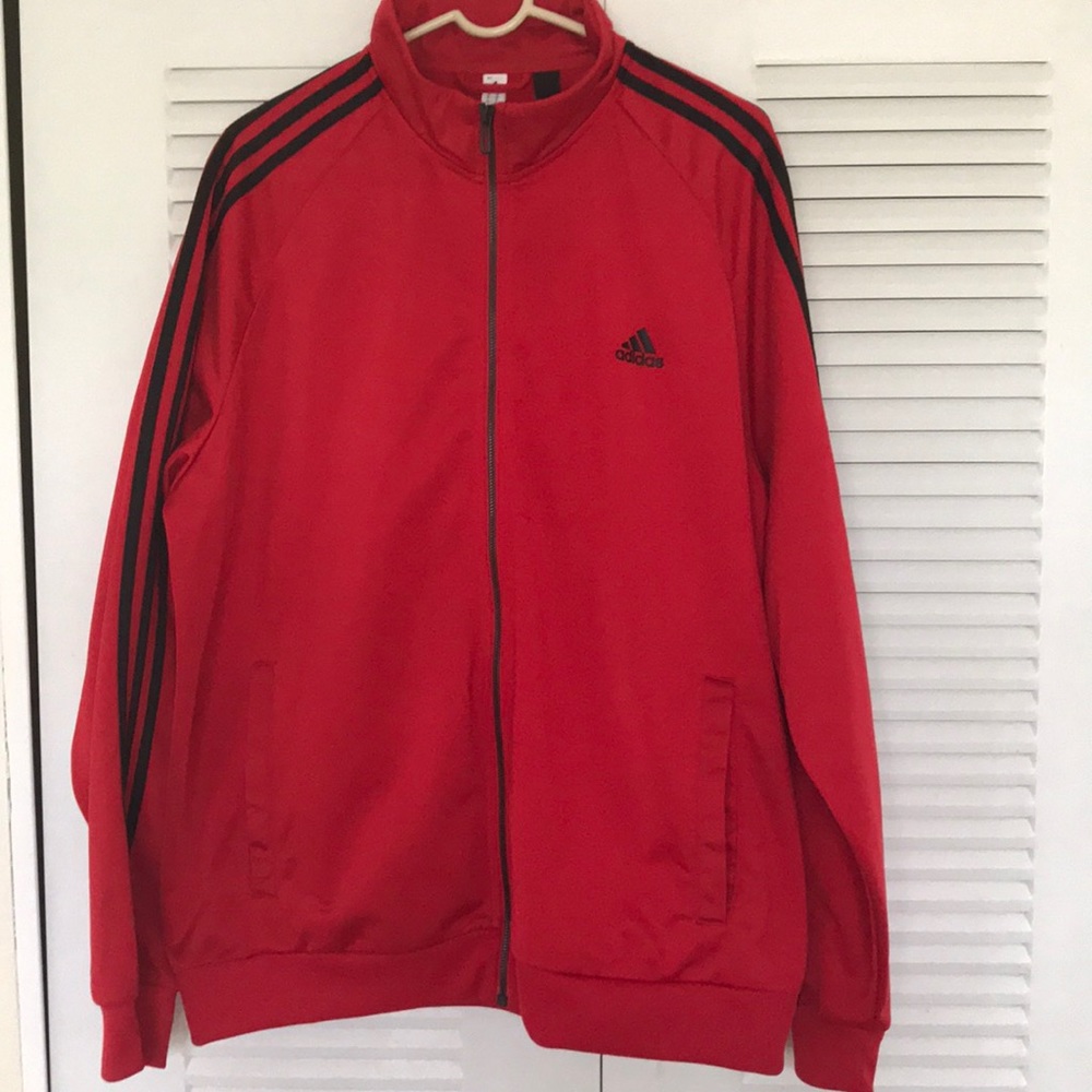 Red and black adidas men’s jacket